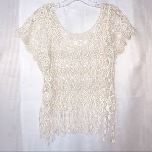 Phase One Cream Crochet Tank top  100% Cotton